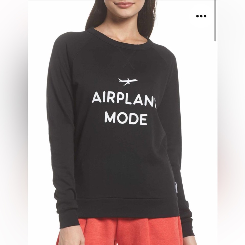 The Laundry Room Airplane Mode Cozy Lounge Crewneck Sweatshirt - Black , Small